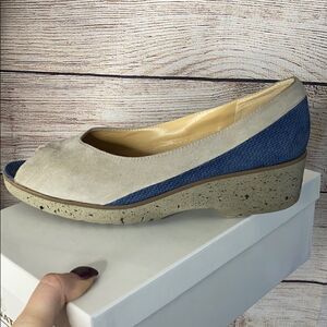 Brunate Slip On Wedge Heels Grey Blue Size 40